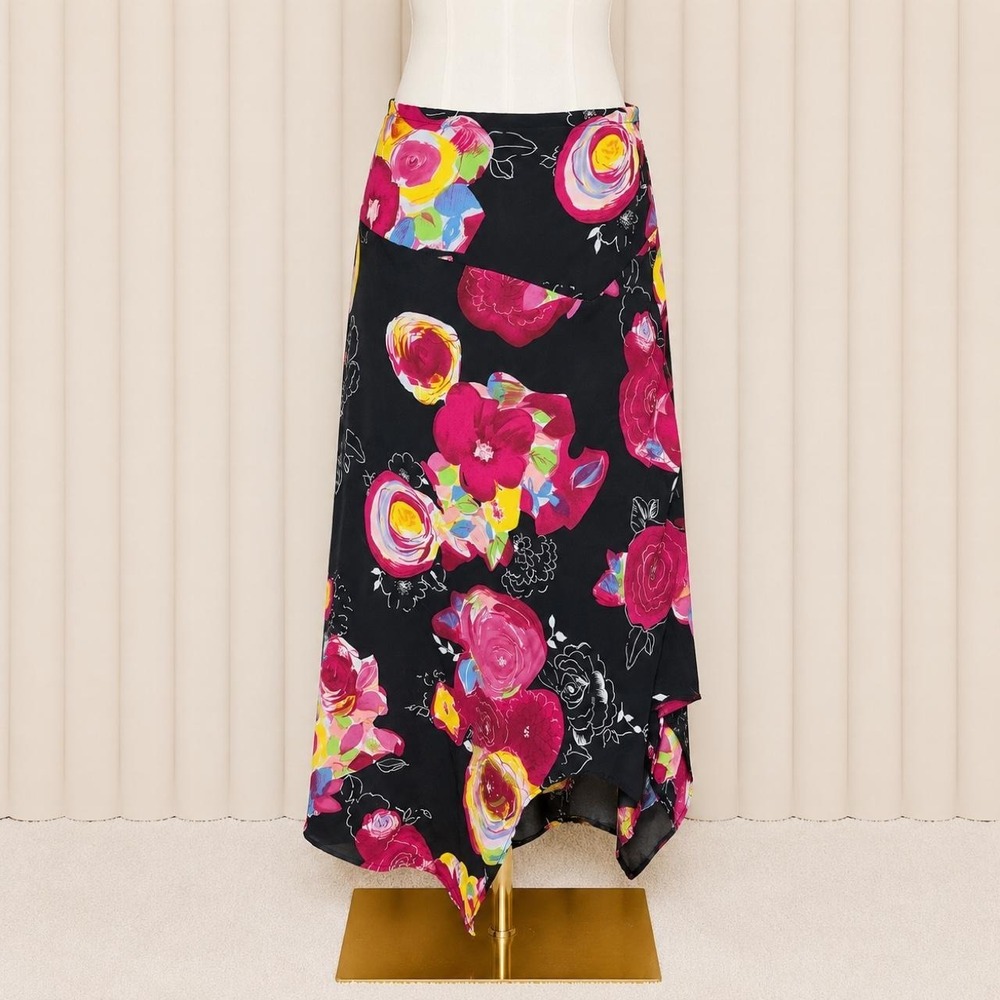 Vintage Y2K DINO Floral Handkerchief Hem Maxi Skirt